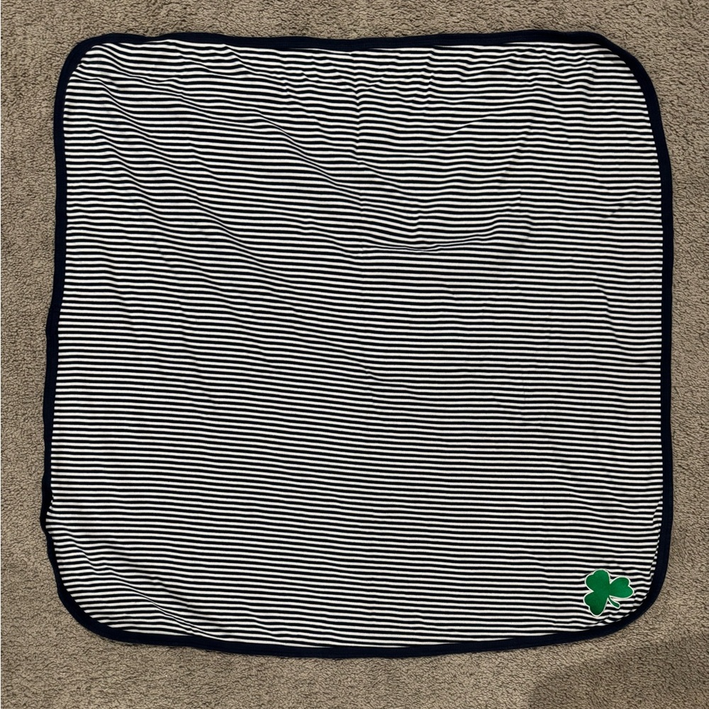 Striped Baby Blanket with Shamrock Patch
